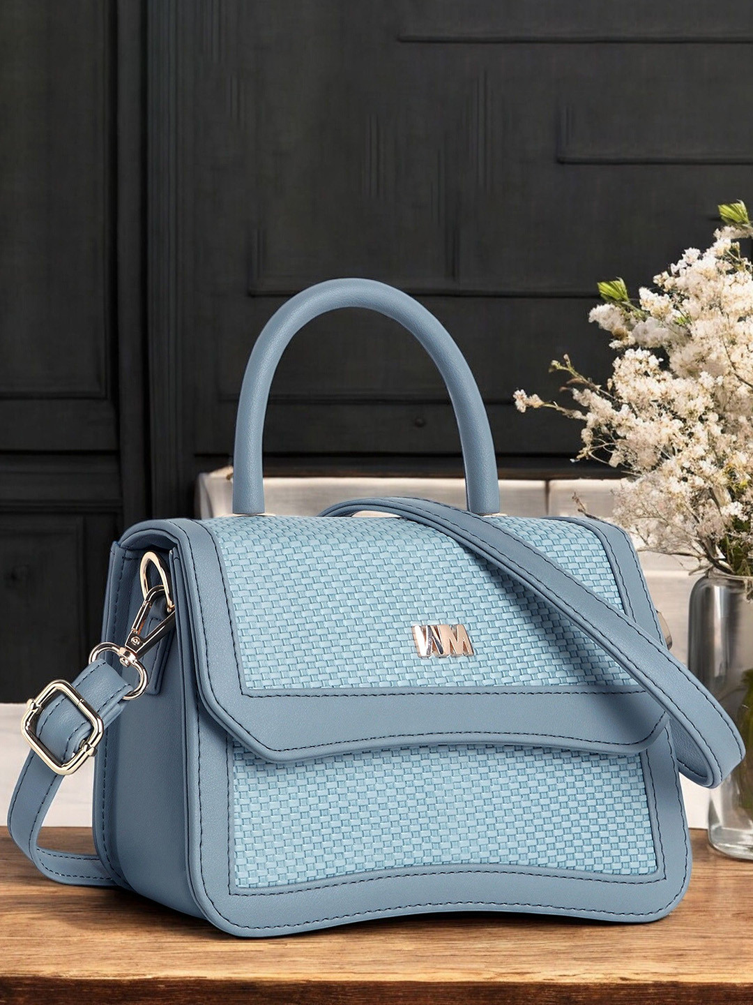 

WOMEN MARKS Women Textured Satchel Bag, Blue