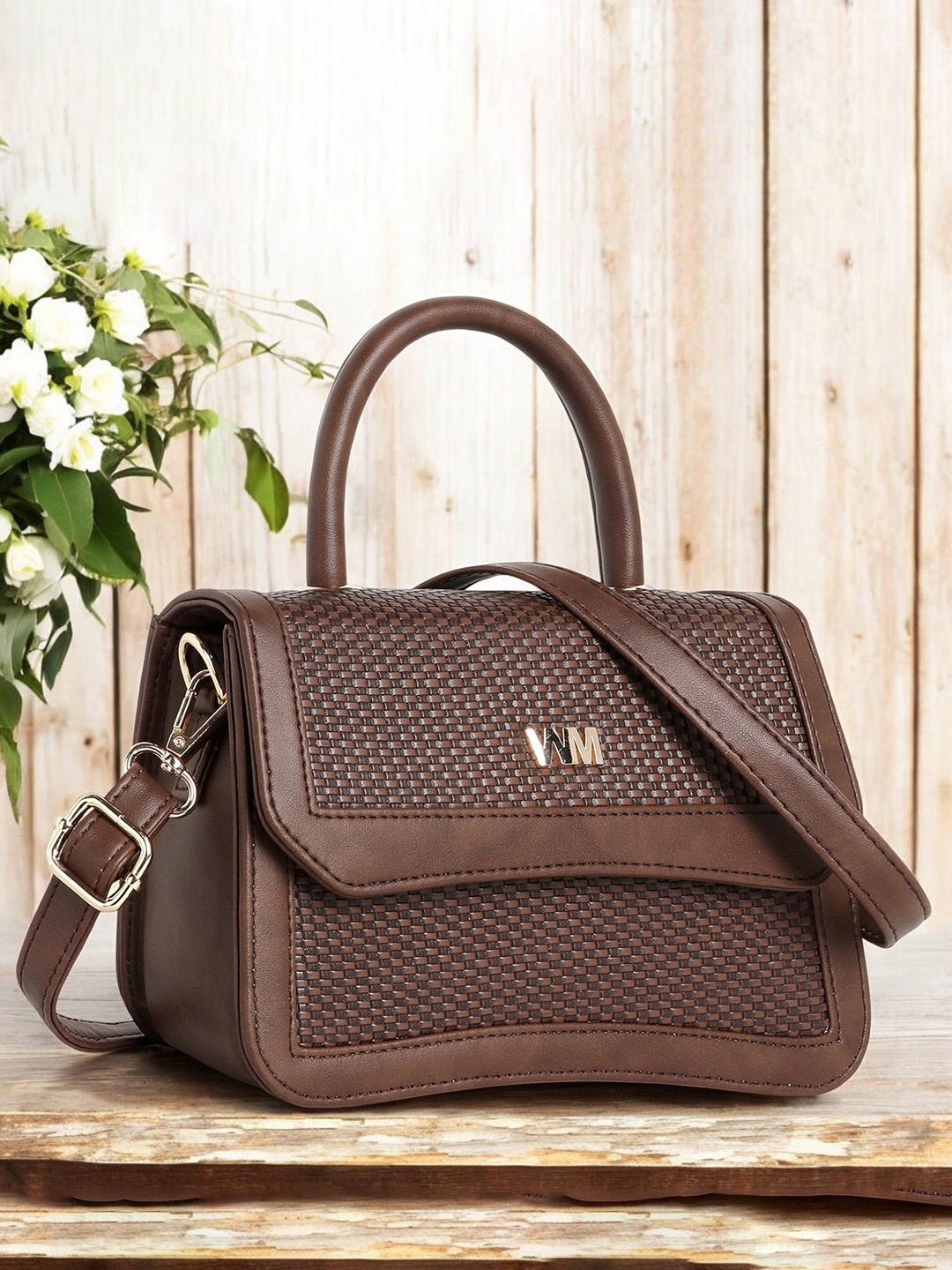 

WOMEN MARKS Women Textured Satchel Bag, Brown