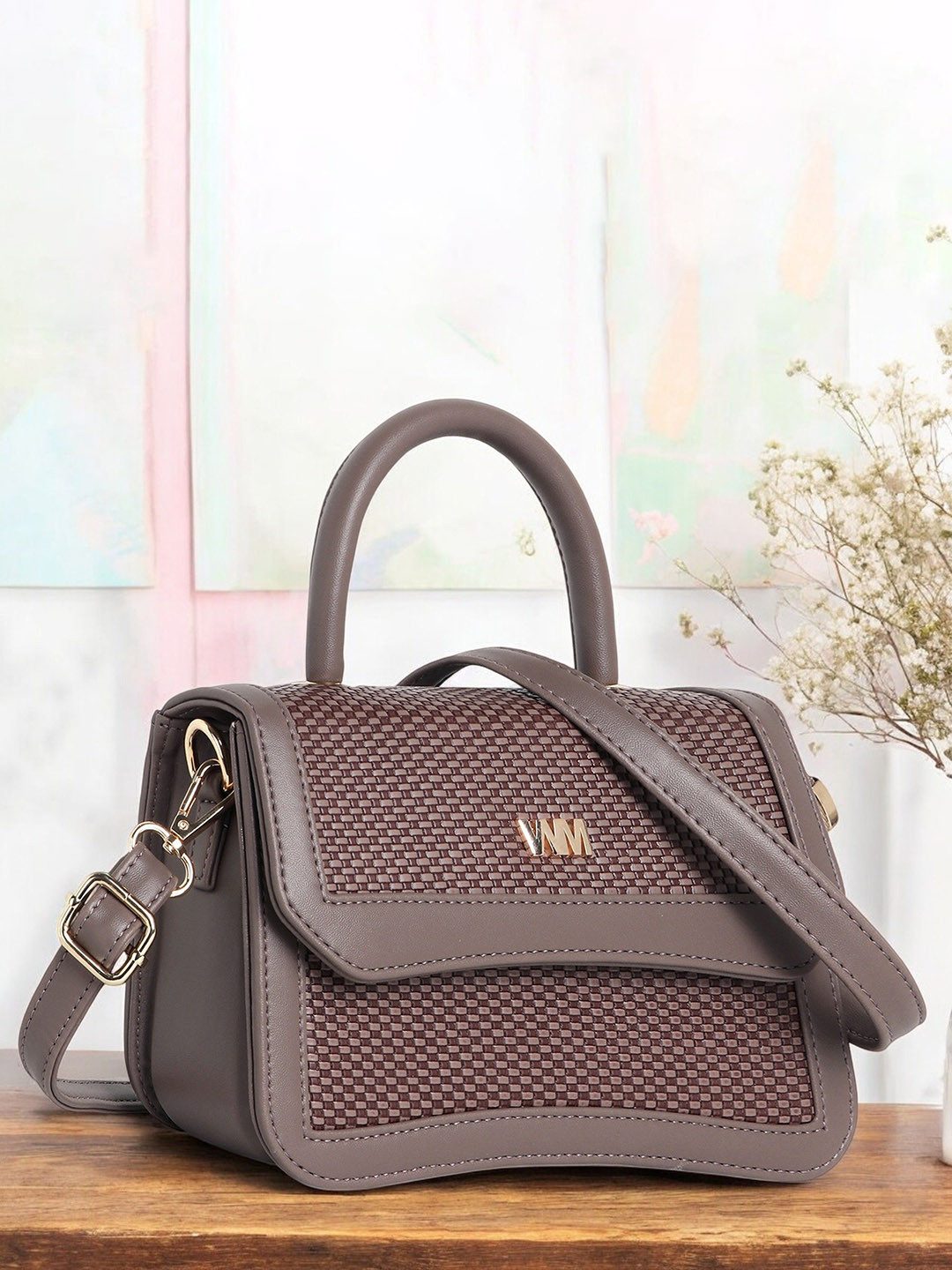 

WOMEN MARKS Women Textured Satchel Bag, Brown