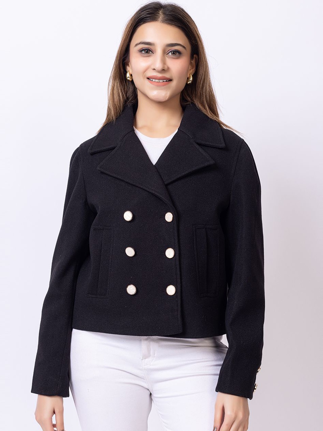 

Club York Double Breasted Pea Coat, Black