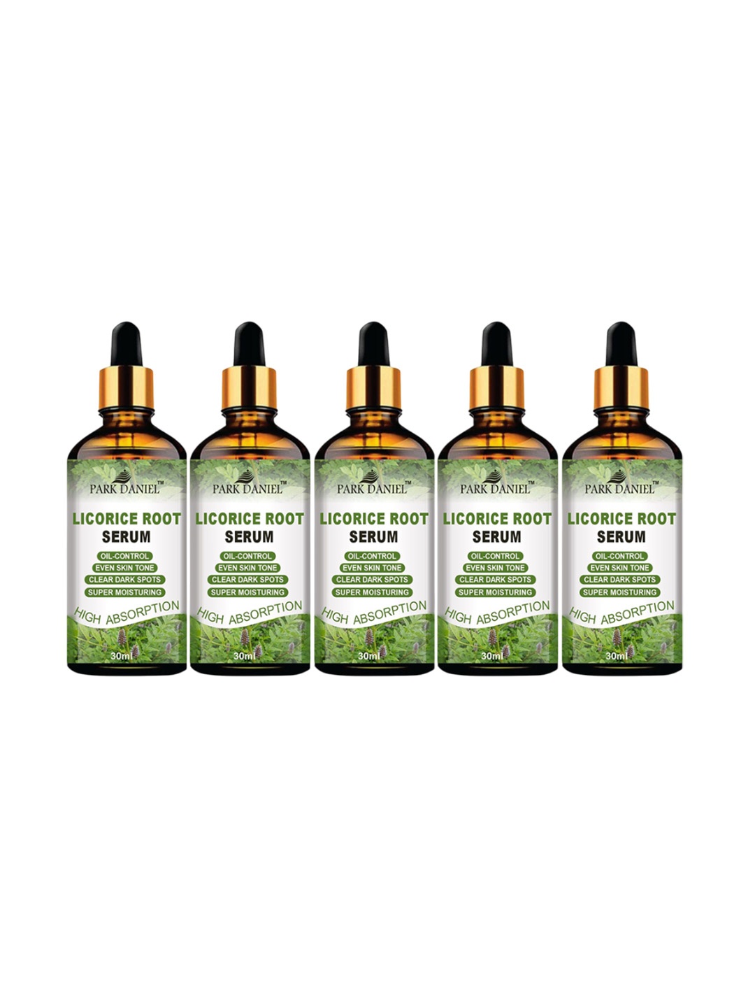 

Park Daniel Set Of 5 Licorice Root Serum For Radiant Skin Tone - 30 ml Each, Transparent