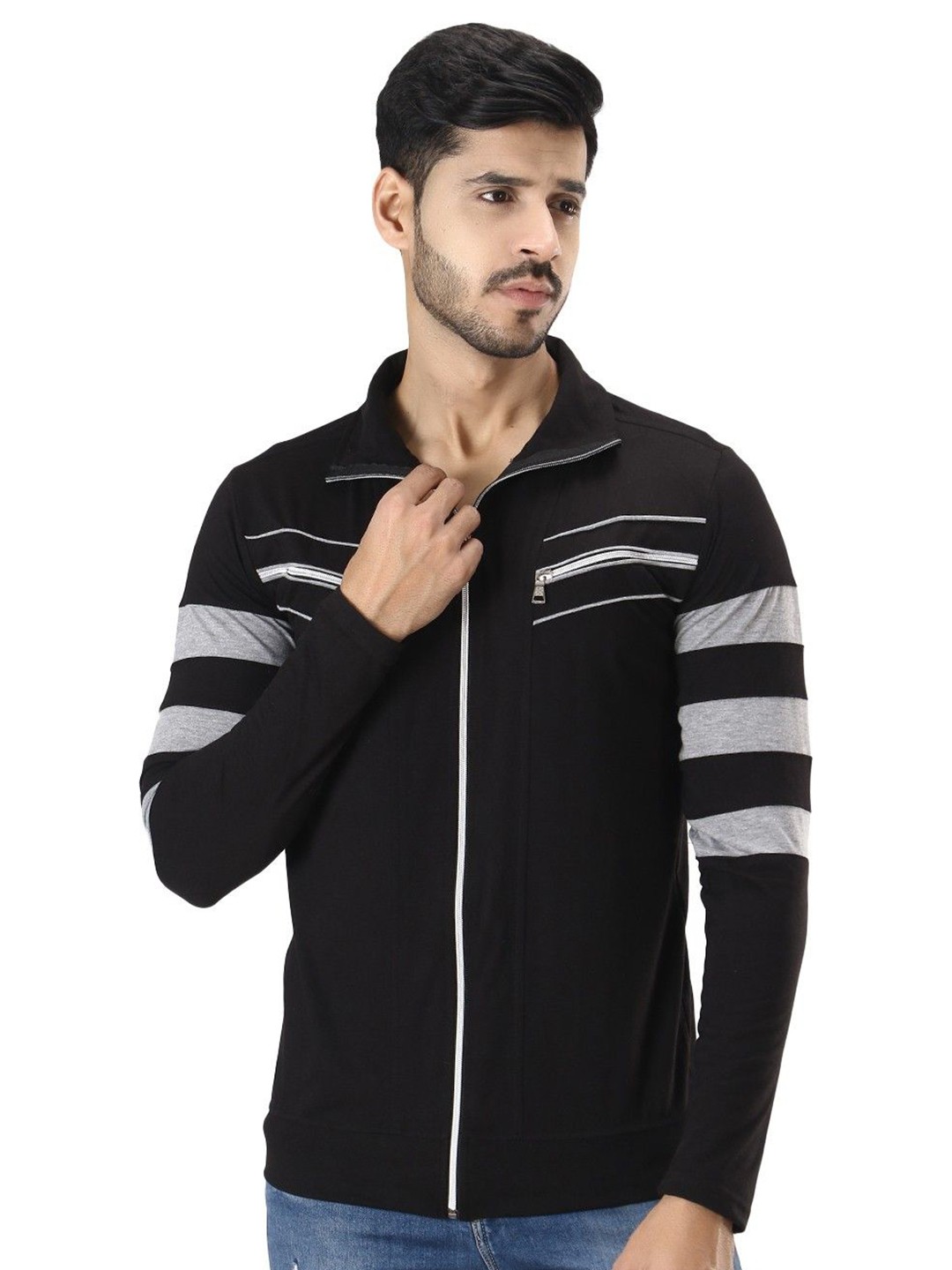 

Black Collection Men Striped Spread Collar Cotton Shirt