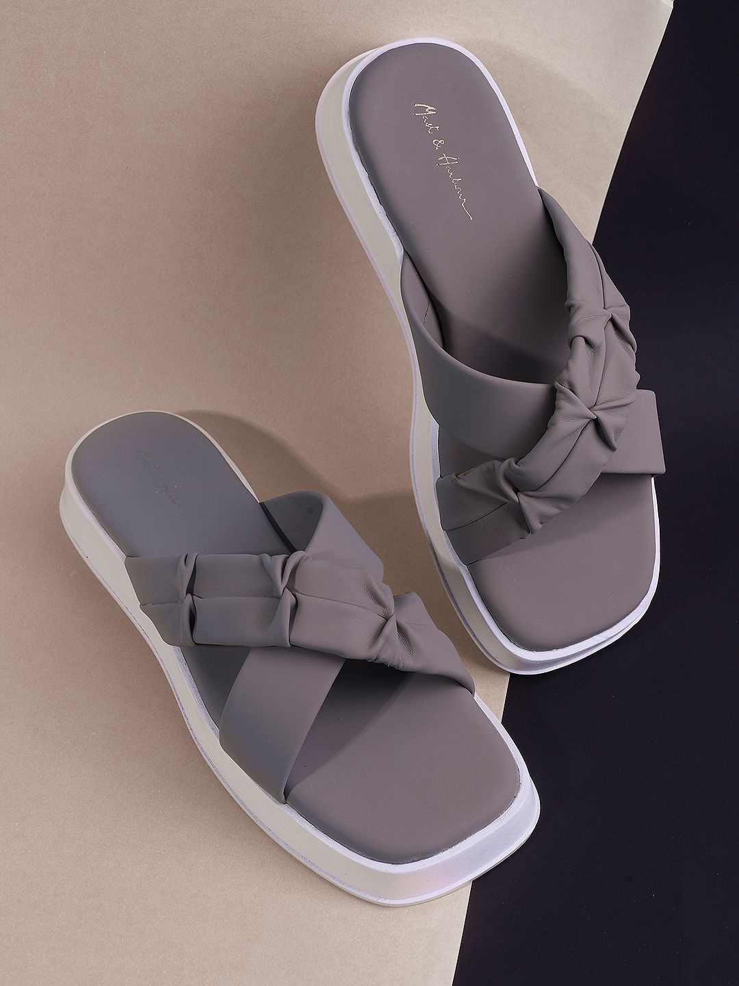 

Mast & Harbour Women Open Toe Flats, Grey