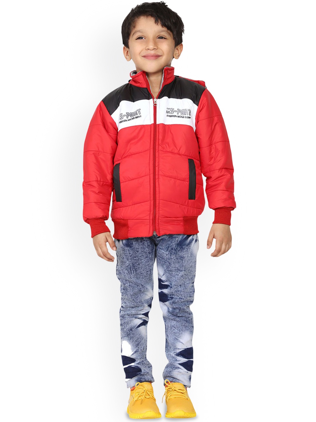

Official Club Boys Typography Printed Hooded Quilted Jacket, Red