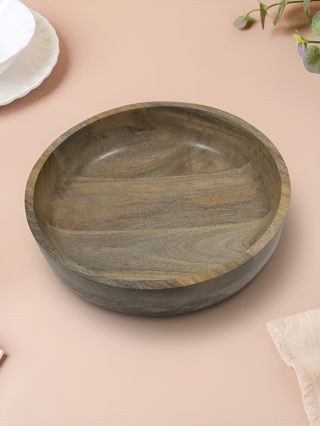 

Metalsmith Beige Wooden Easy to Clean Serving Bowl