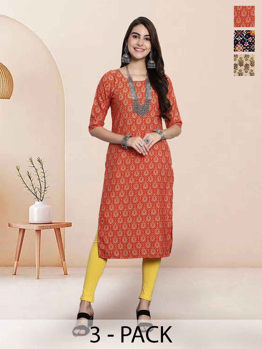 

7Threads Women Ethnic Motifs Printed Floral Crepe Kurta, Multi