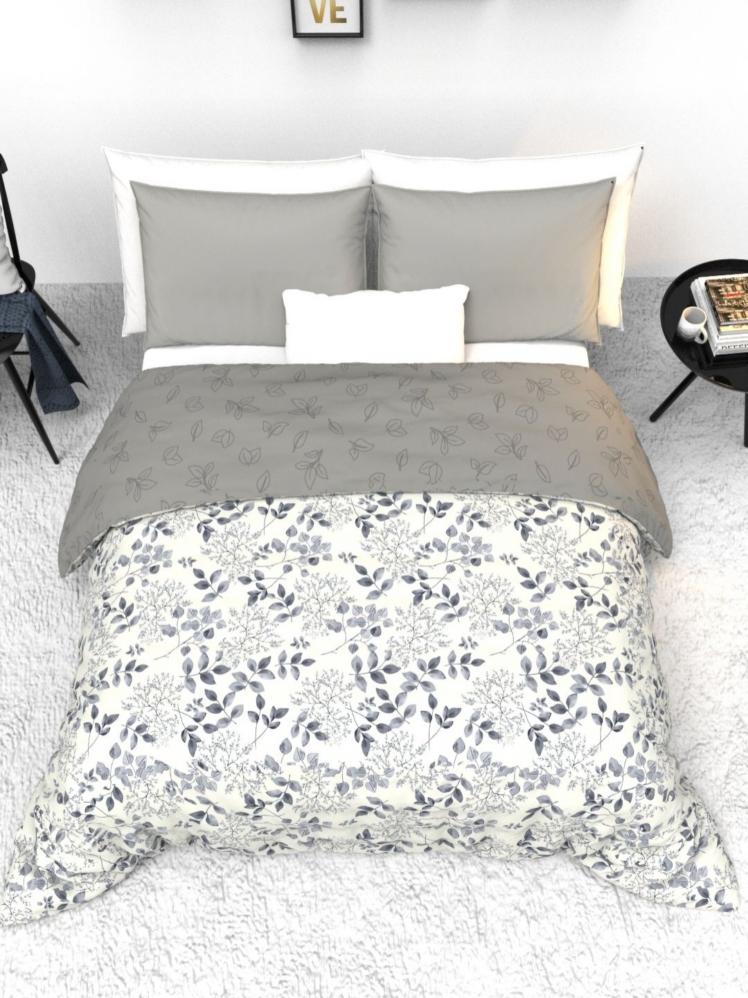 

THE WHITE MOSS Reversible Luxury Soft 2 in 1 White Microfiber 150 GSM Double Bed Comforter