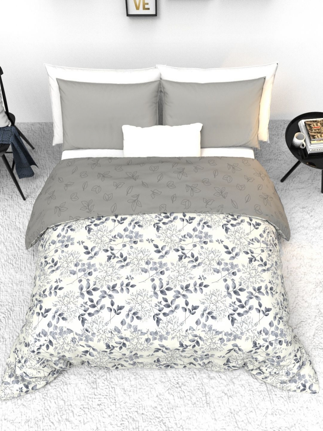 

THE WHITE MOSS Reversible Luxury Soft 2 in 1 White Microfiber 150 GSM Single Bed Comforter