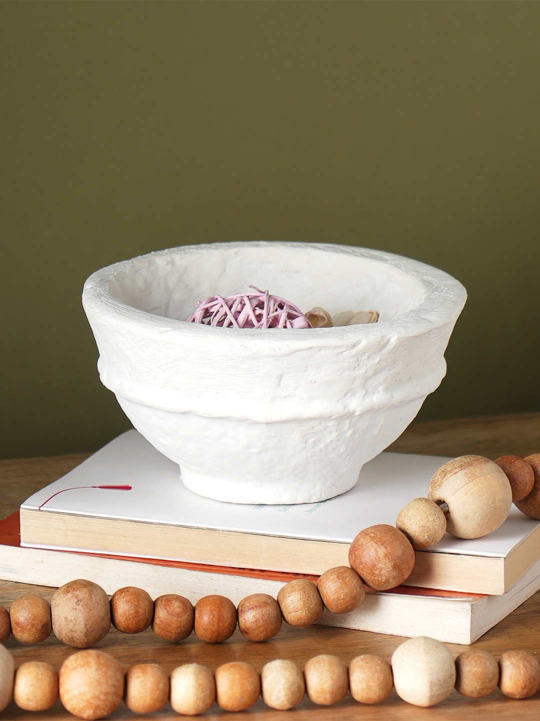 

FIGOff White Paper Mache Bowl