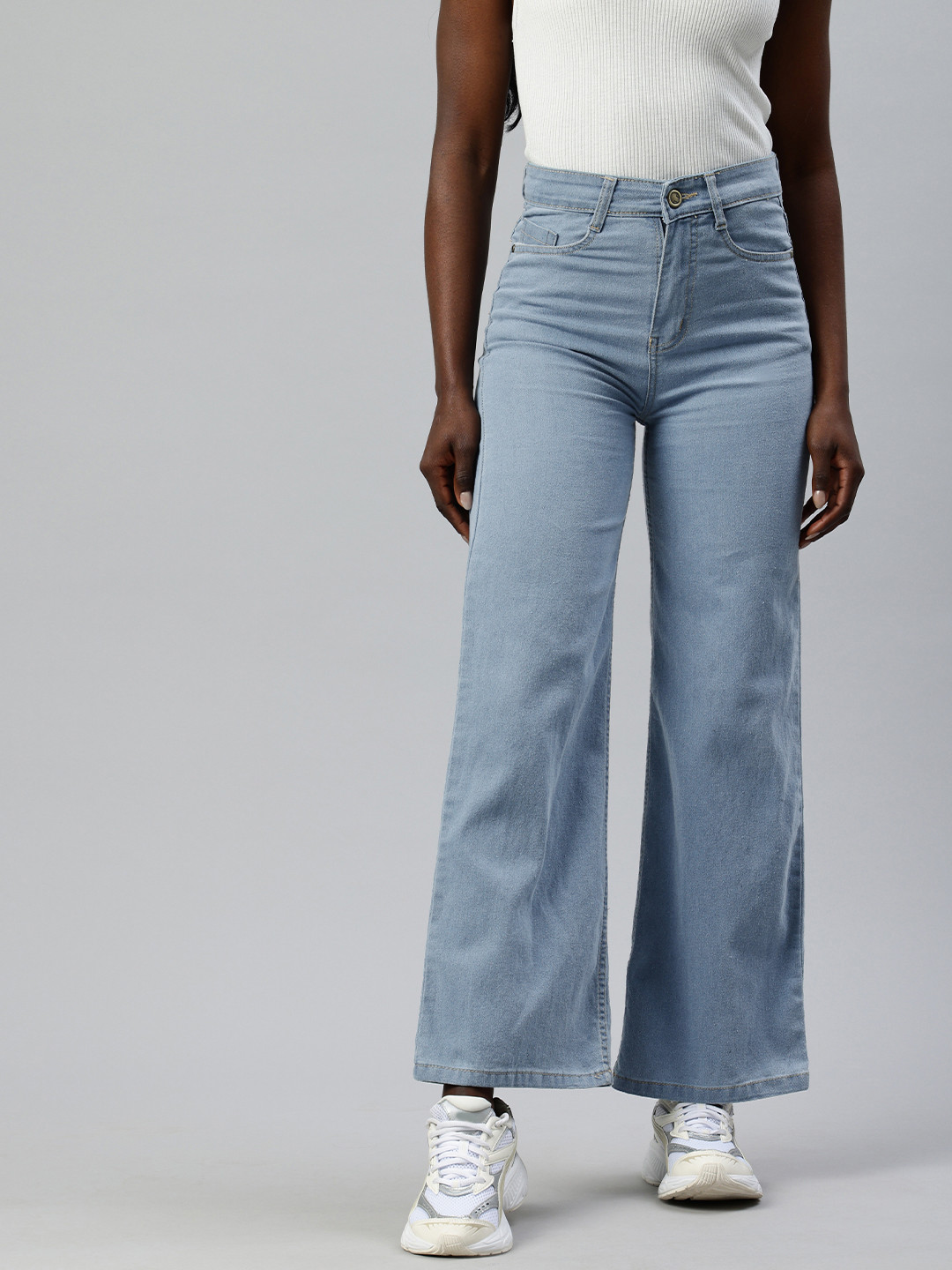 

ADBUCKS Women Wide Leg High-Rise Jeans, Blue