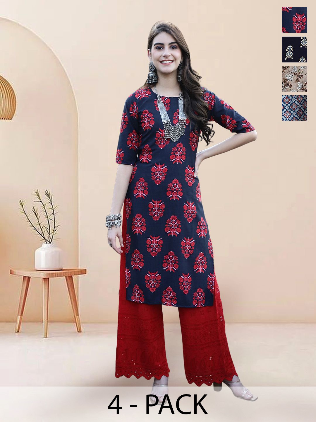

7Threads Women Ethnic Motifs Printed Floral Crepe Kurta, Multi