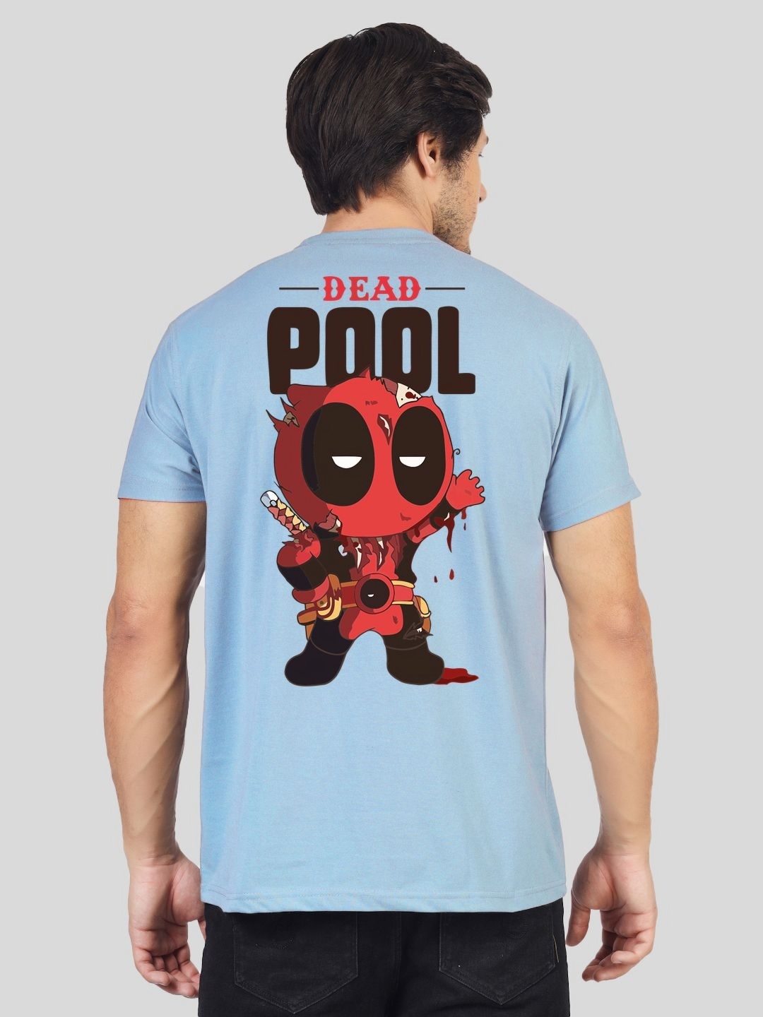 

Greylongg Men Yorksteadd 2076 Deadpool Graphic Printed Round Neck T-shirt, Blue