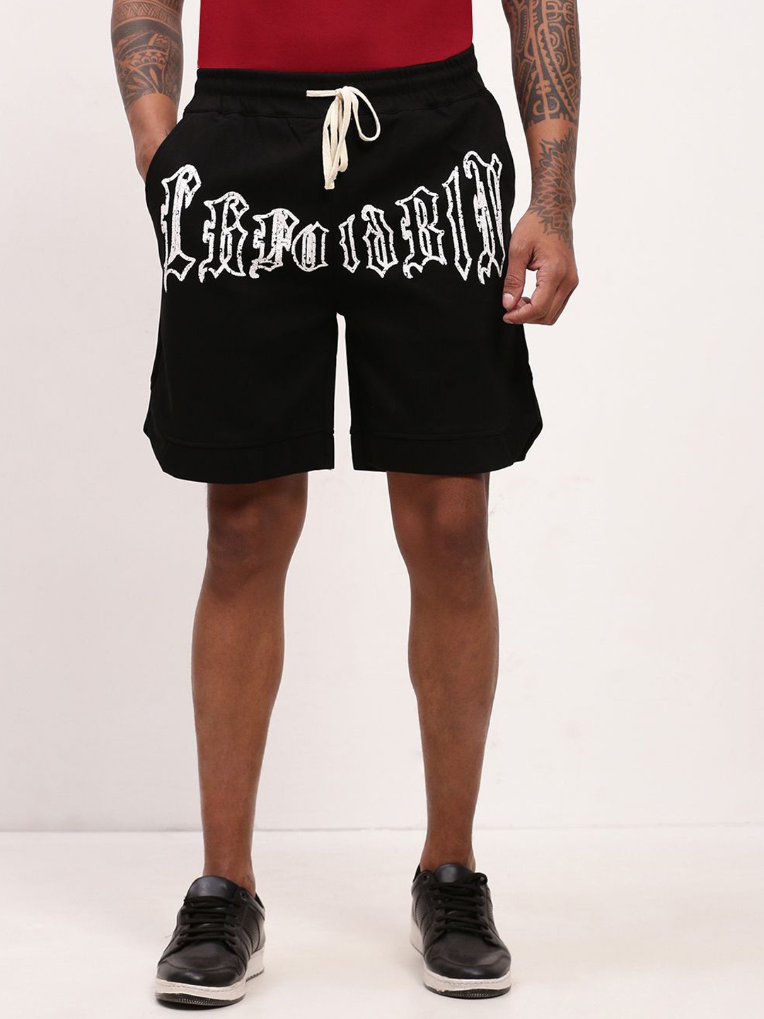 

SHOWOFF Men Printed Regular Fit Cotton Shorts, Black