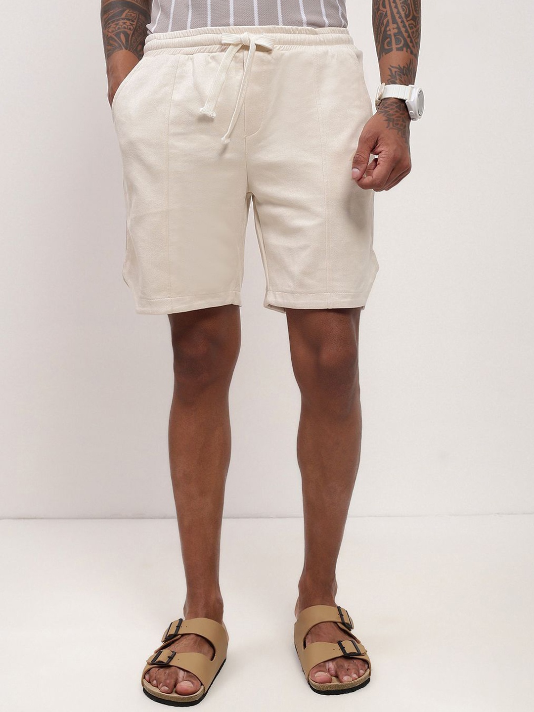 

SHOWOFF Men Regular Fit Cotton Shorts, Cream