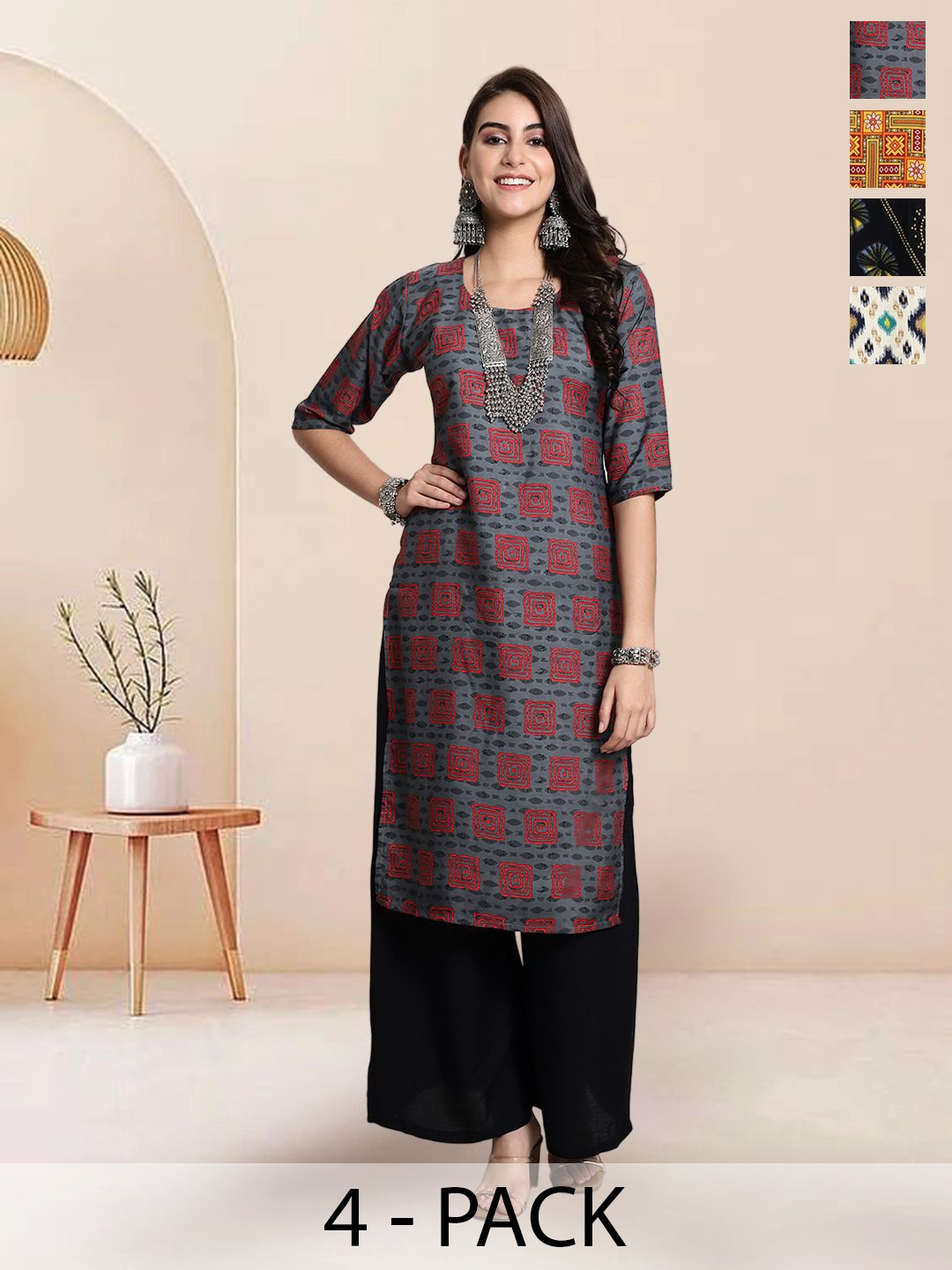 

7Threads Women Ethnic Motifs Printed Floral Crepe Kurta, Multi