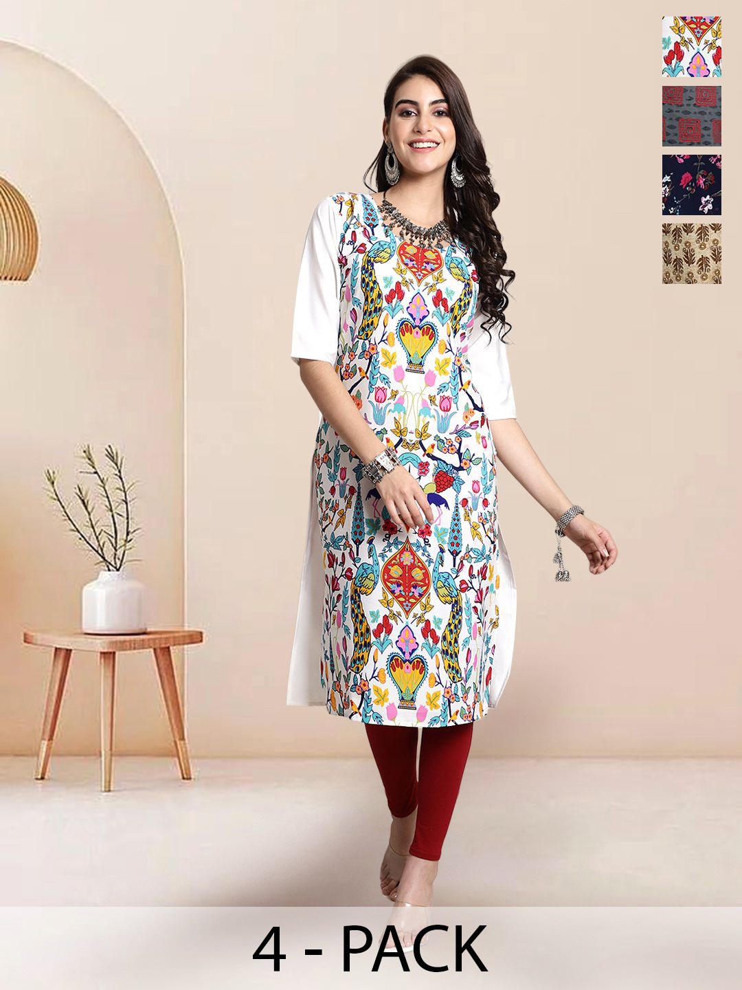 

7Threads Women Ethnic Motifs Printed Floral Crepe Kurta, Multi