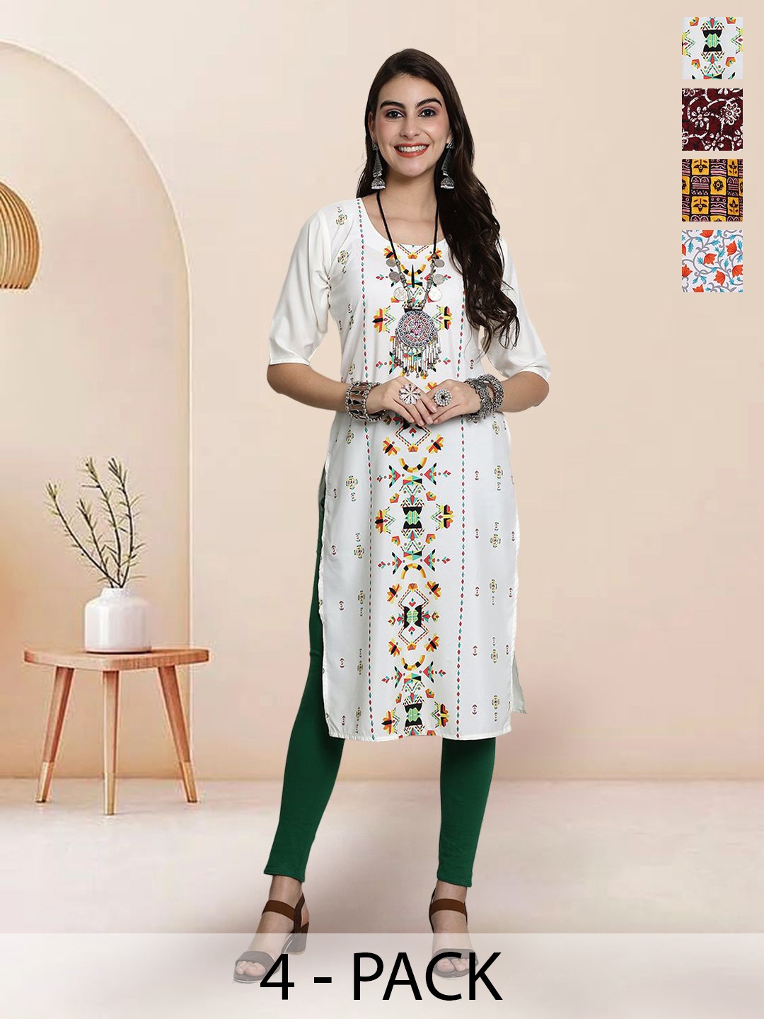 

7Threads Women Ethnic Motifs Printed Floral Crepe Kurta, Multi