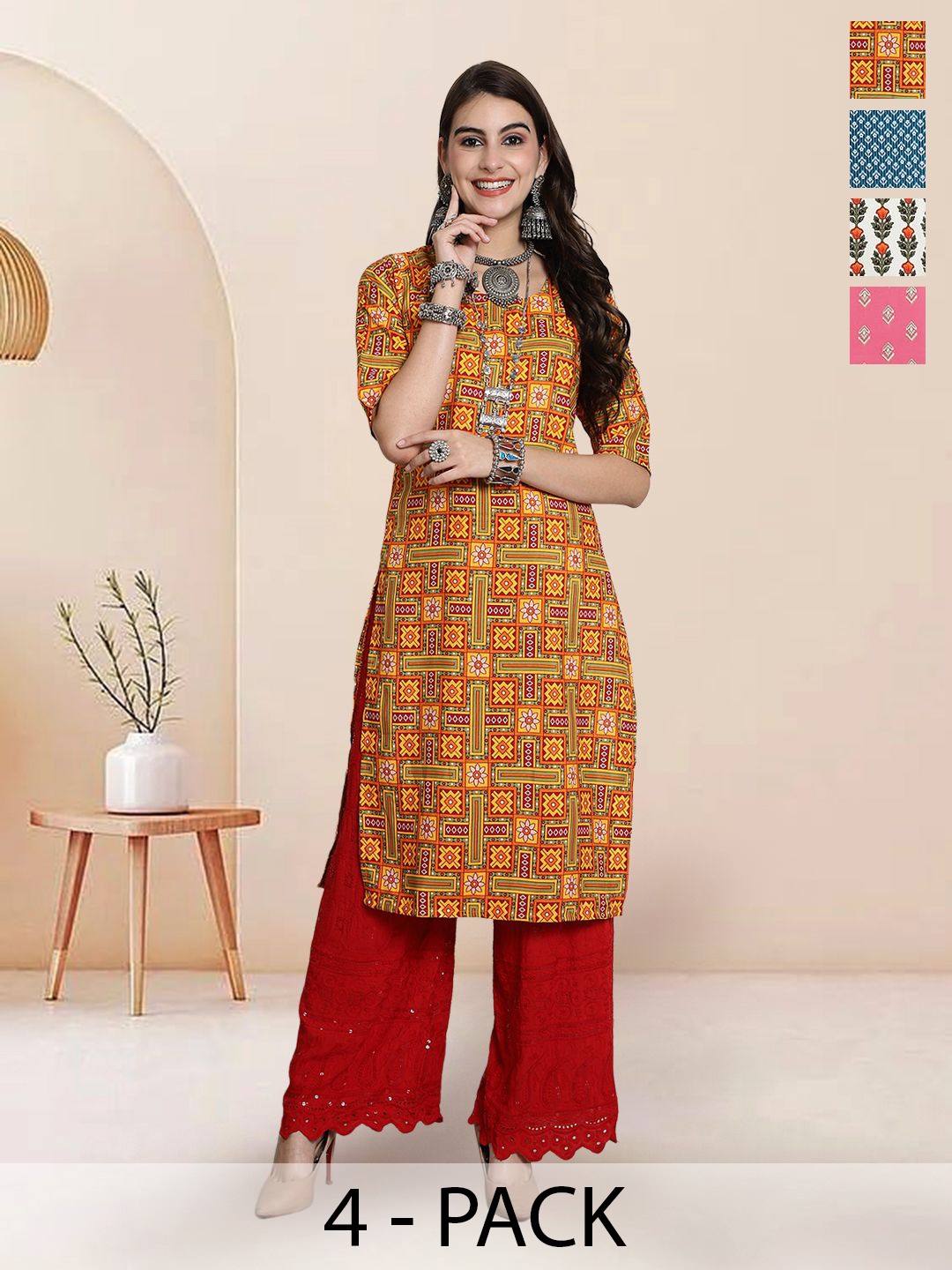 

7Threads Women Ethnic Motifs Printed Floral Crepe Kurta, Multi