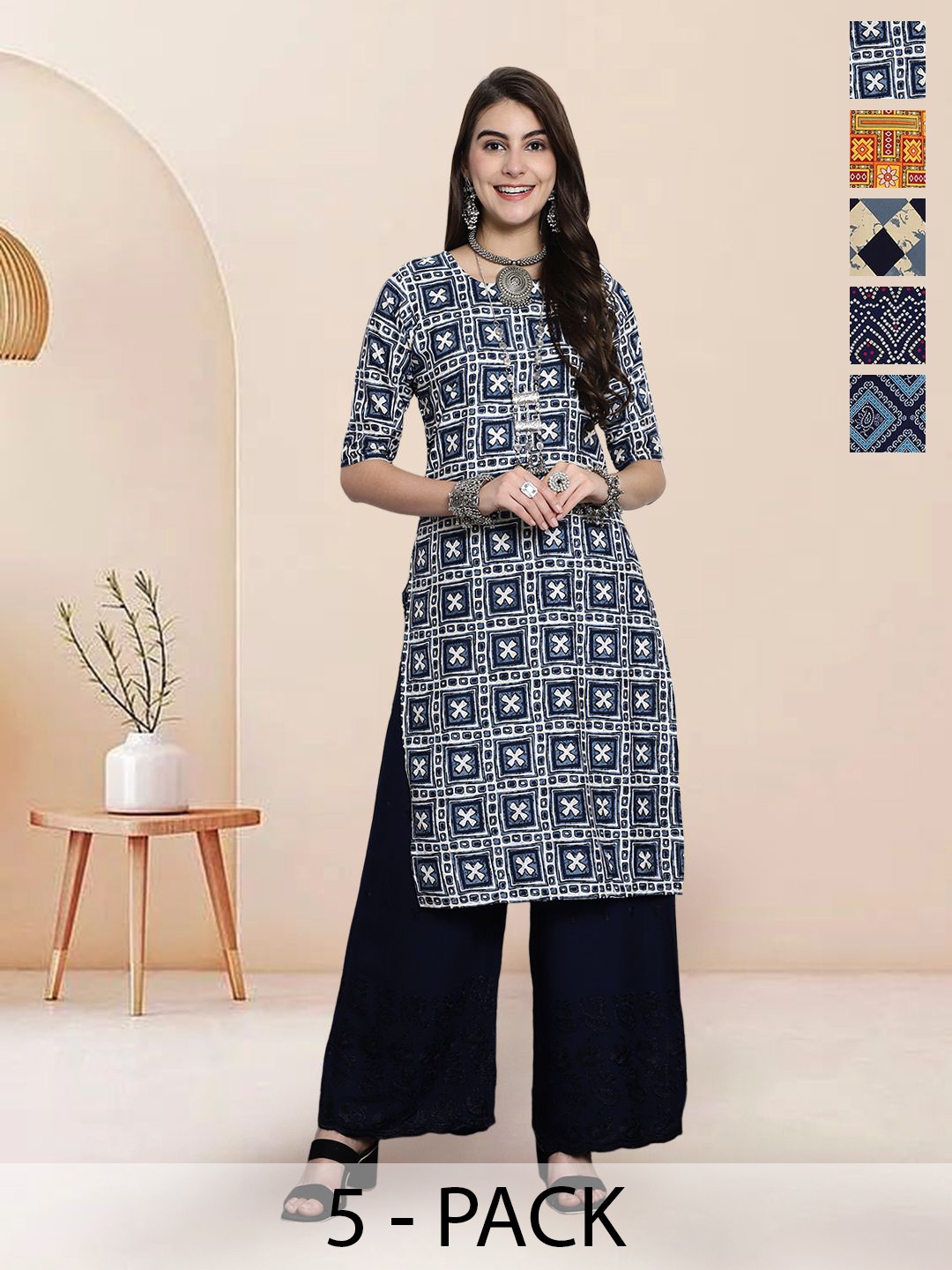 

7Threads Women Ethnic Motifs Printed Floral Crepe Kurta, Multi