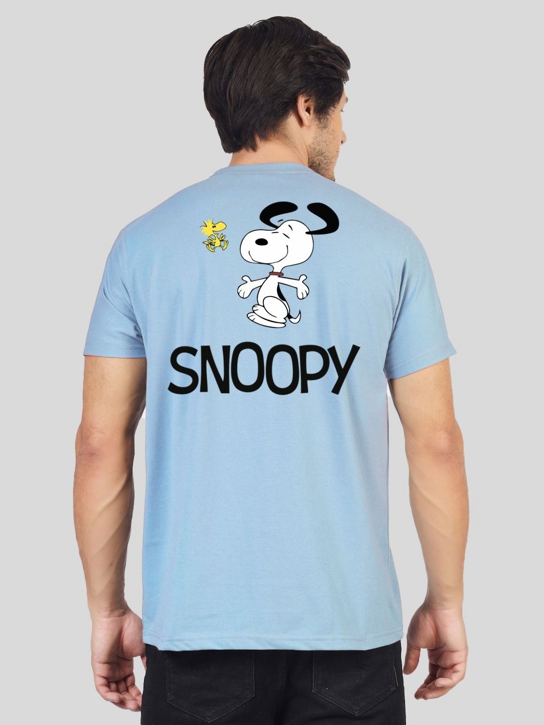 

Greylongg Men Snoopy Graphic Printed Round Neck Cotton T-shirt, Blue