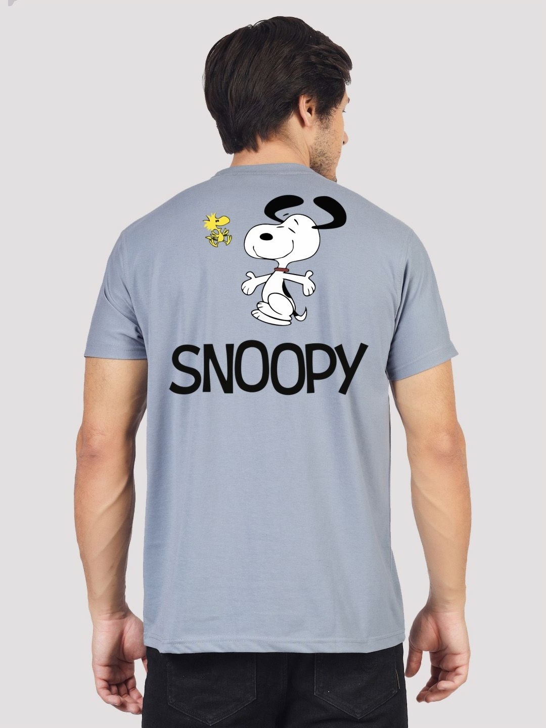 

Greylongg Men Snoopy Graphic Printed Round Neck Cotton T-shirt, Grey