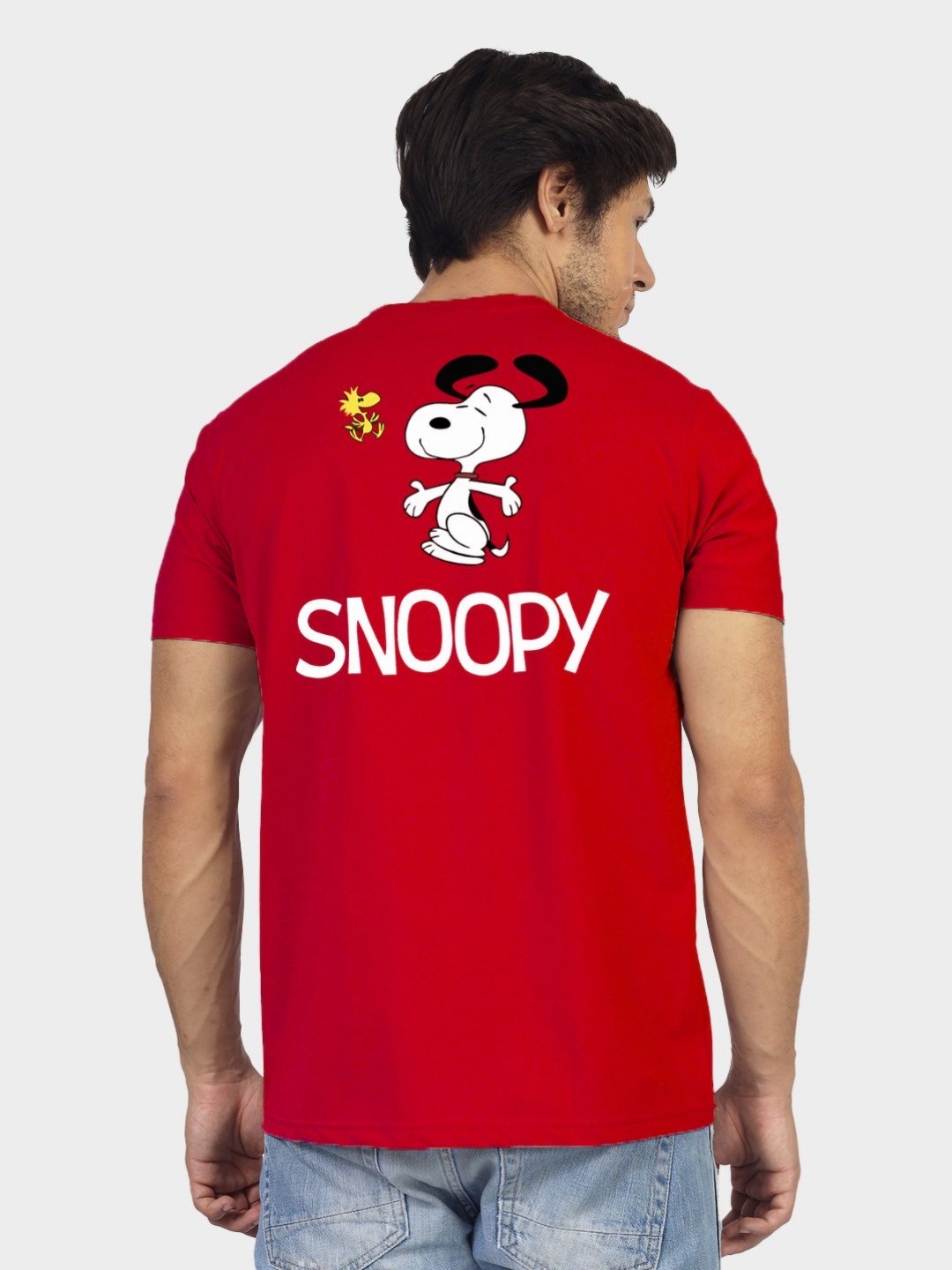 

Greylongg Men Snoopy Graphic Printed Round Neck Cotton T-shirt, Red