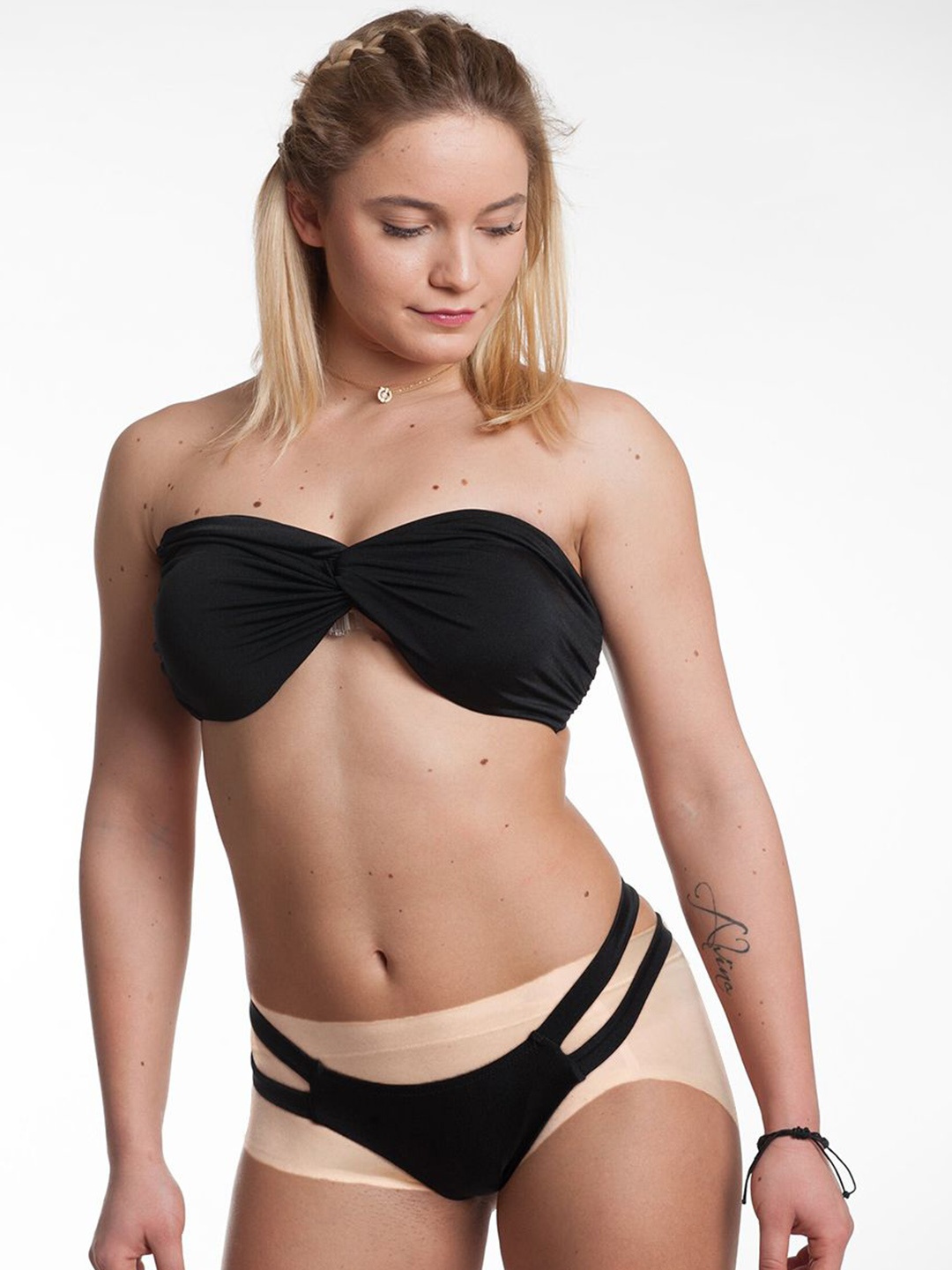 

KRENOZ Women Strapless Swim Bikini Set, Black
