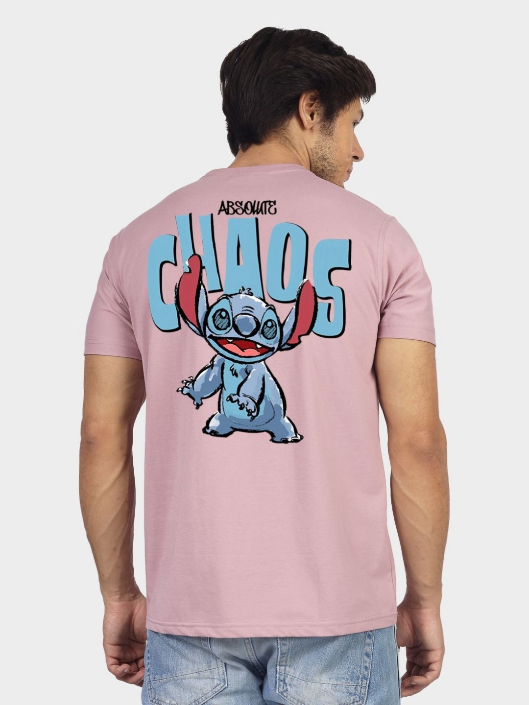 

Greylongg Men Graphic Printed Round Neck Cotton T-shirt, Pink