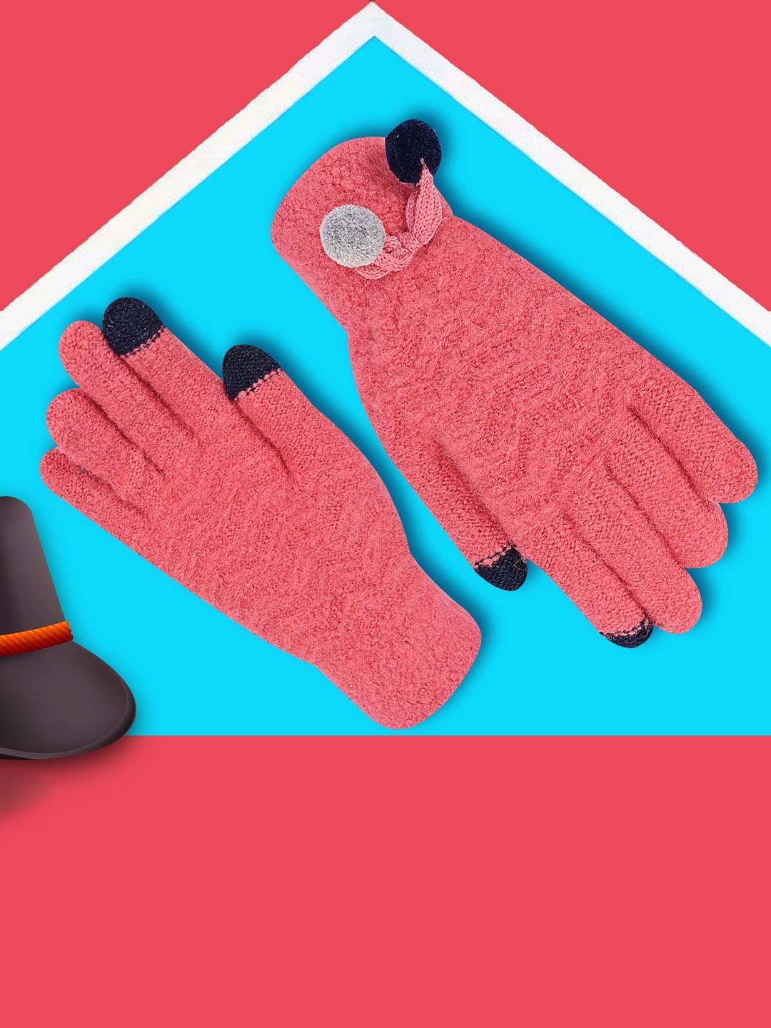 

LOOM LEGACY Women Patterned Acrylic Winter Gloves, Orange