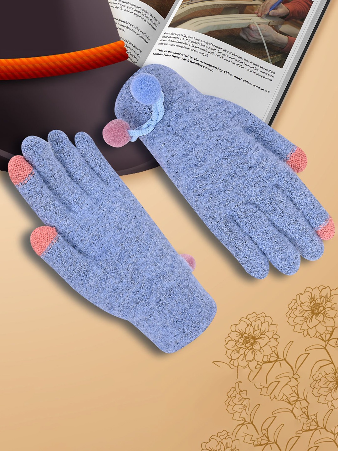 

LOOM LEGACY Women Patterned Acrylic Winter Gloves, Blue