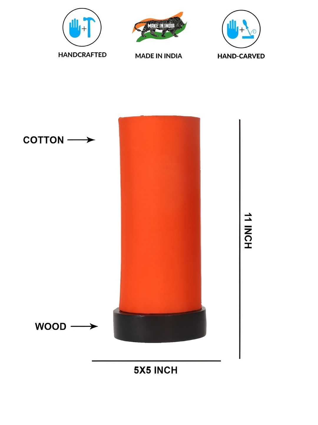 

Aura Orange Wood Traditional Cylindrical Shaped Table Lamp