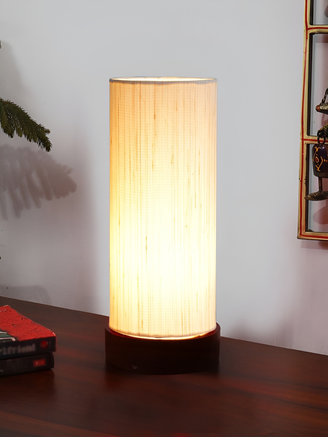 

Aura Off White Wood Traditional Cylindrical Shaped Table Lamp