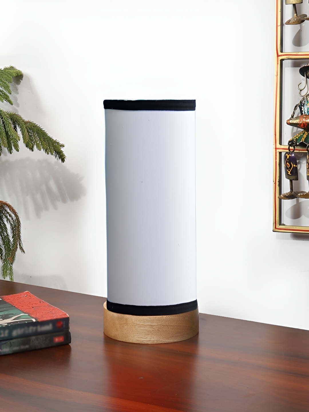 

Aura White Wood Traditional Cylindrical Shaped Table Lamp