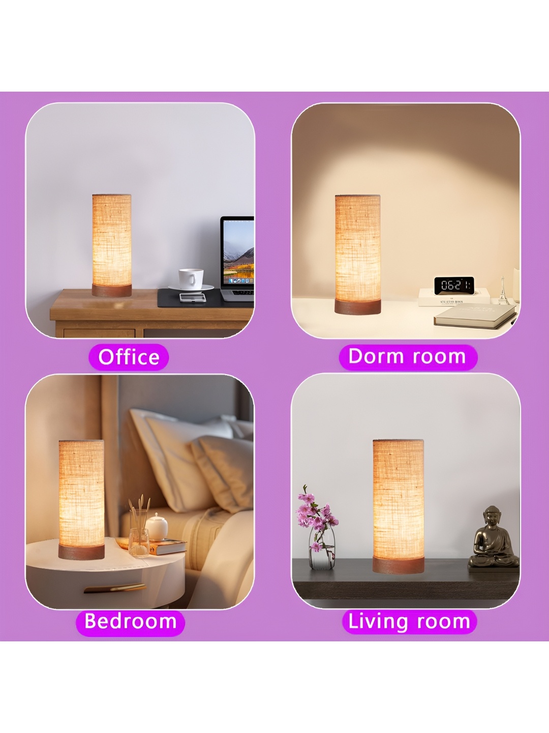 

Aura Beige Wood Traditional Cylindrical Shaped Table Lamp