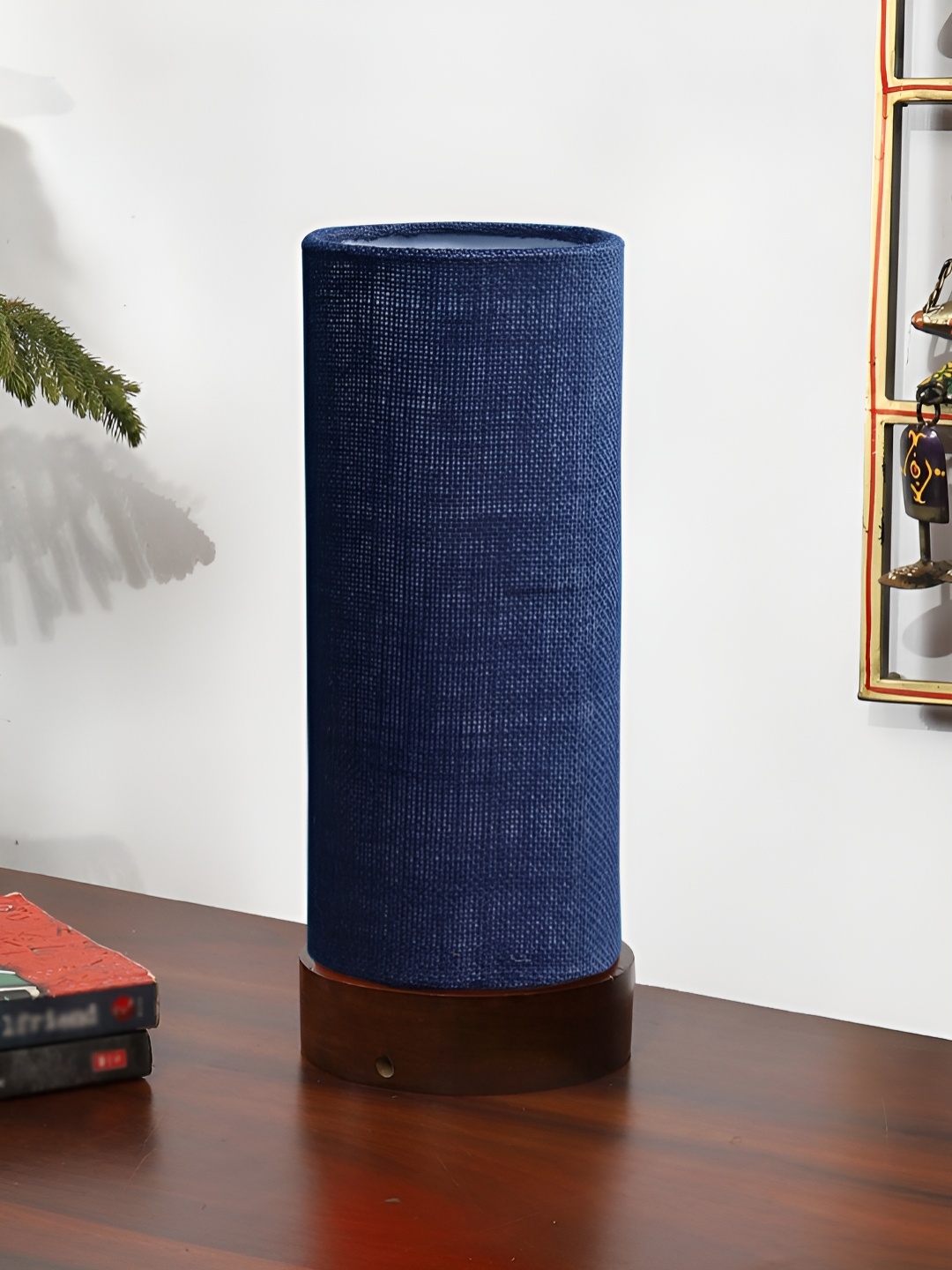 

Aura Blue Wood Traditional Cylindrical Shaped Table Lamp
