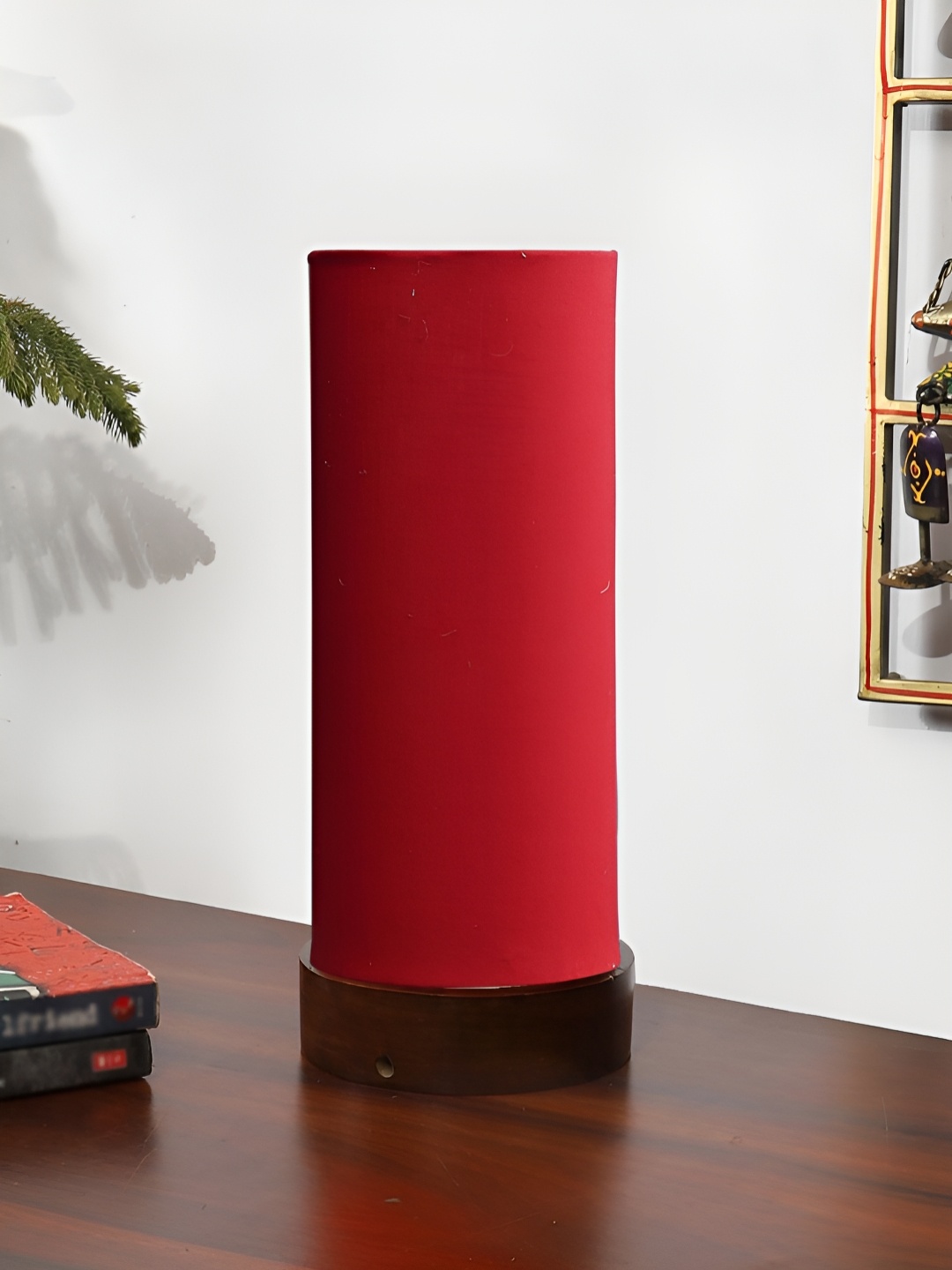 

Aura Red Wood Traditional Cylindrical Shaped Table Lamp