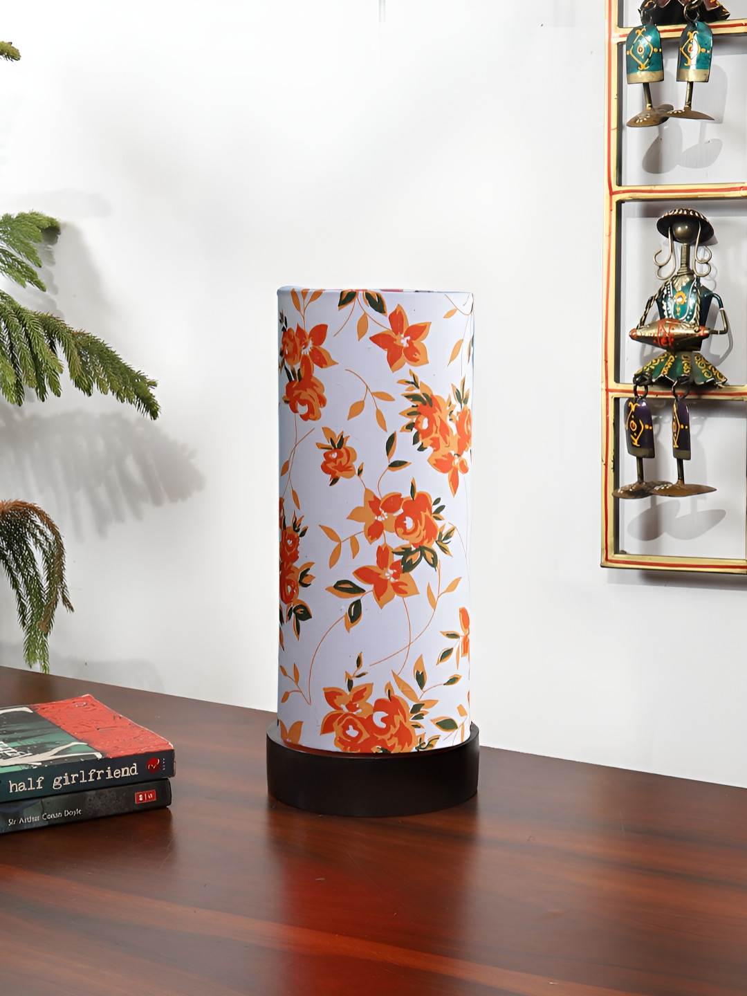 

Aura Multicoloured Wood Traditional Cylindrical Shaped Table Lamp, Orange