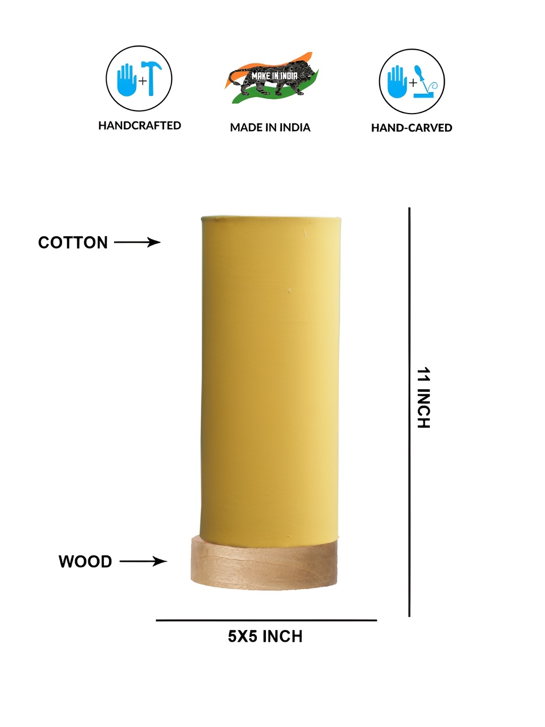 

Aura Yellow Wood Traditional Cylindrical Shaped Table Lamp