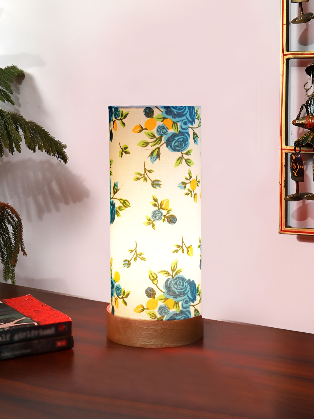 

Aura Multicoloured Wood Traditional Cylindrical Shaped Table Lamp, White