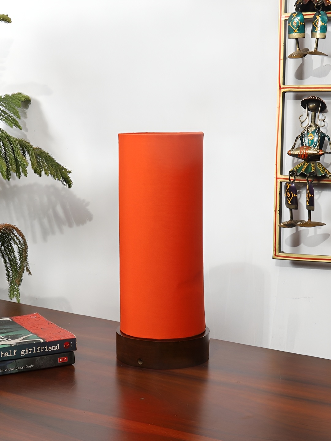 

Aura Orange Wood Traditional Cylindrical Shaped Table Lamp