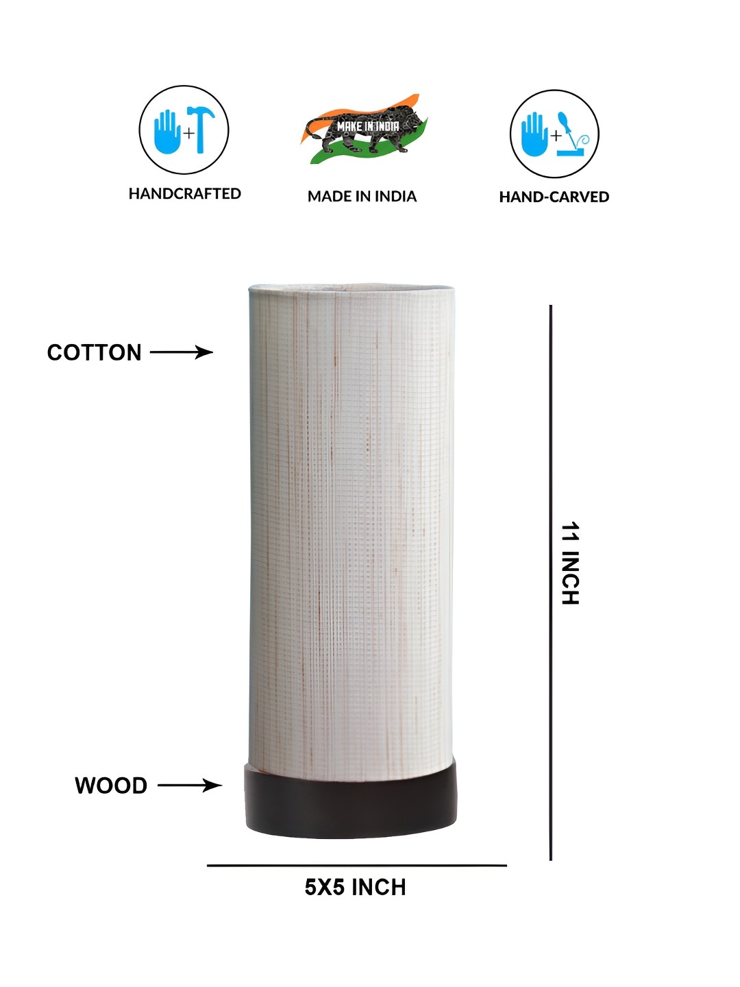 

Aura Off White Wood Traditional Cylindrical Shaped Table Lamp