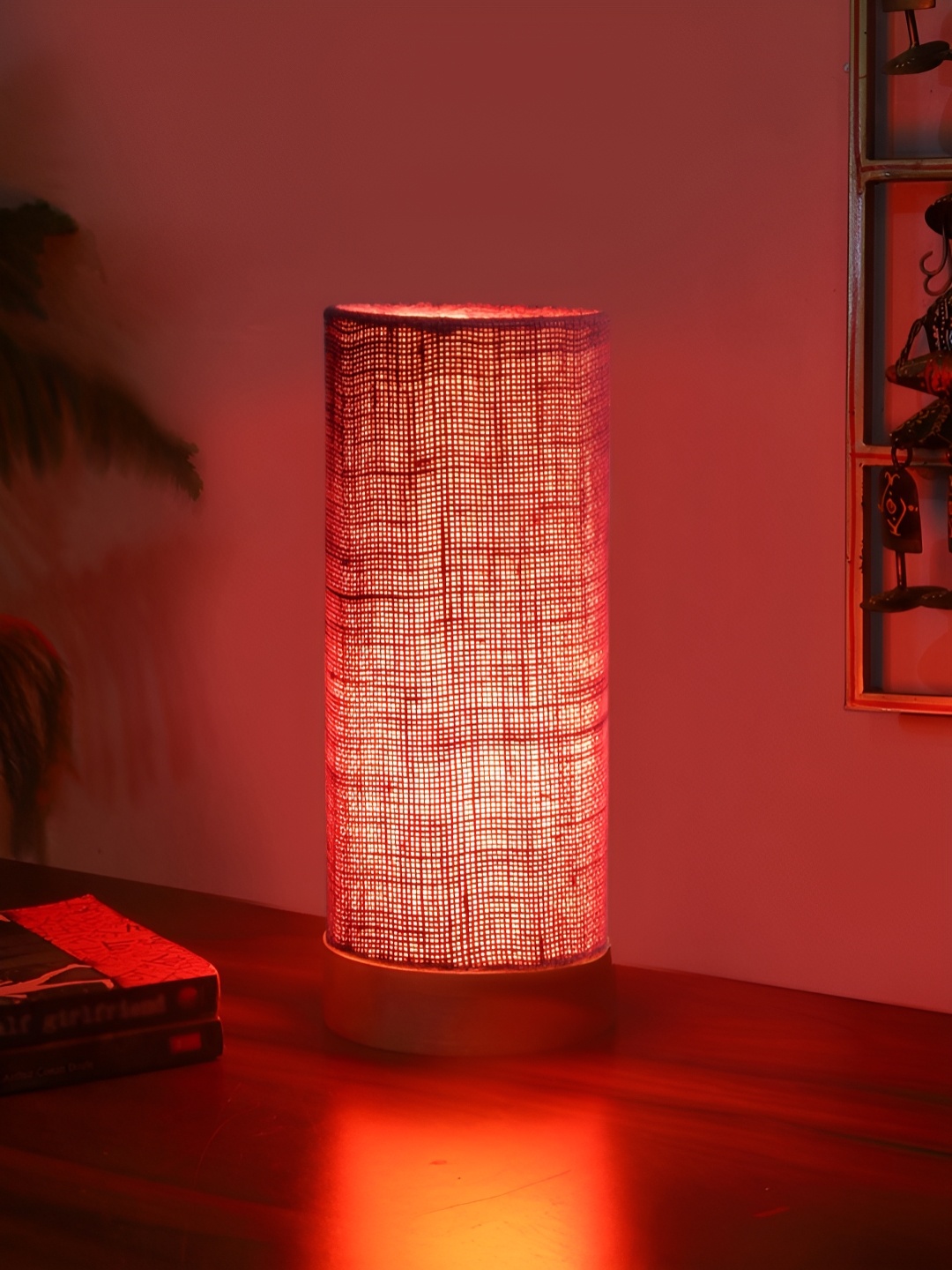 

Aura Maroon Wood Traditional Cylindrical Shaped Table Lamp