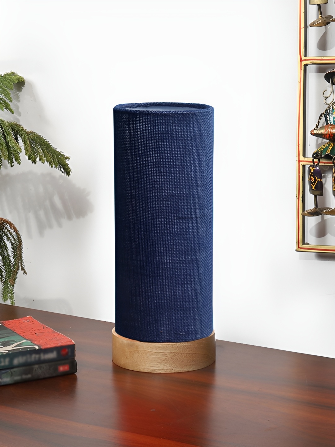 

Aura Blue Wood Traditional Cylindrical Shaped Table Lamp