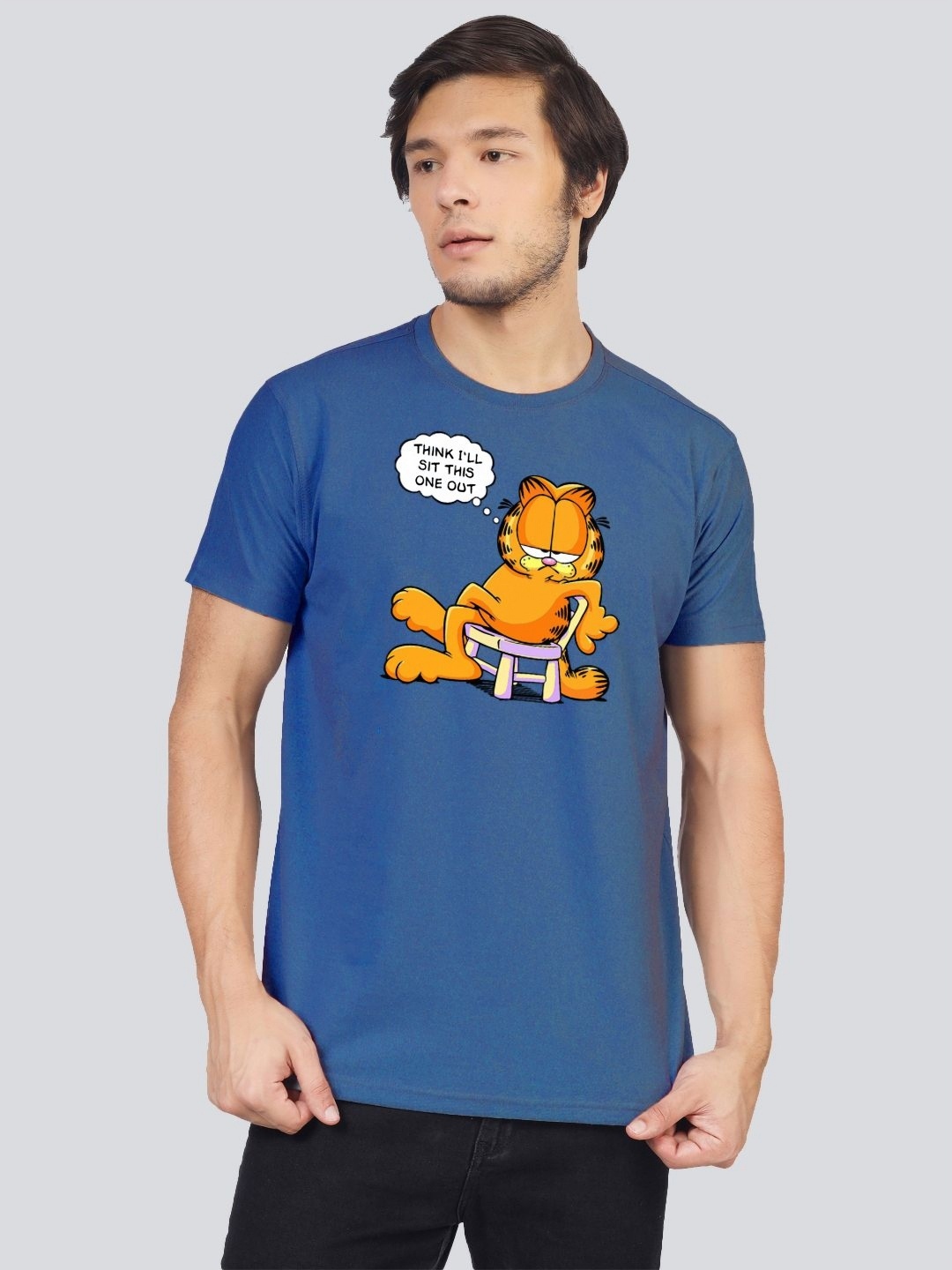 

Greylongg Men Yorksteadd 2076 Garfield Graphic Printed Round Neck T-shirt, Blue