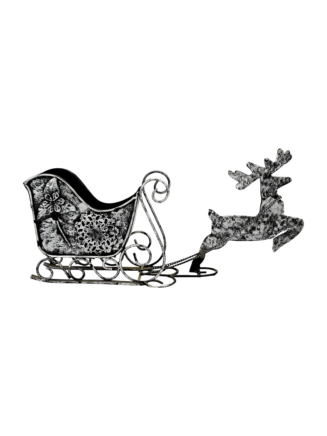 

Hind Decor Black Metallic Christmas Reindeer Buggy Figurine