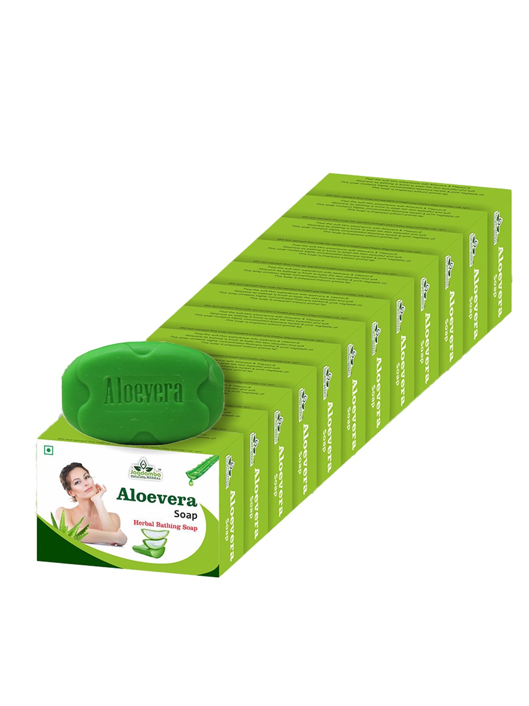 

Jagdamba Herbal Set Of 12 Aloevera Herbal Bathing Soap For Skin Comfort - 75 g Each, Green