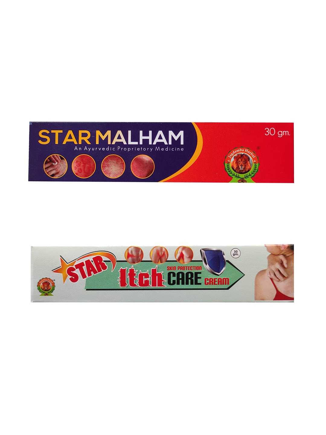 

Jagdamba Herbal Star Malham & Star Itch Care Set Of 2 Cream - 30 g Each, Grey