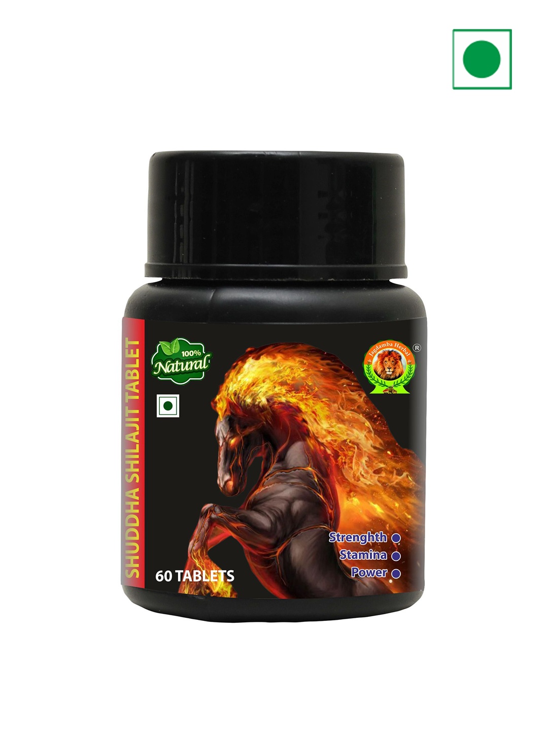 

Jagdamba Herbal Shuddha Shilajit Tablets Boost Stamina Power - 60 Tablets, Black