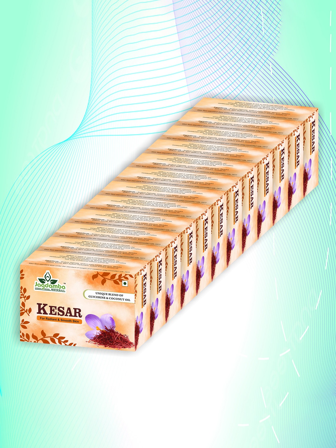 

Jagdamba Herbal Set Of 12 Kesar Soap For Radiant & Smooth Skin, Yellow