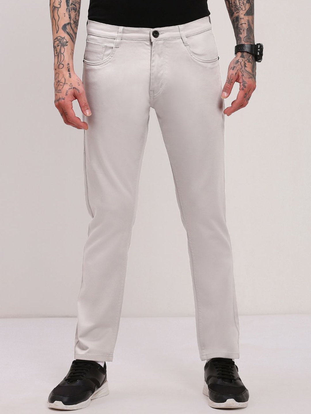 

SHOWOFF Men Comfort Slim Fit Mid-Rise Clean Look Cotton Jeans, Grey